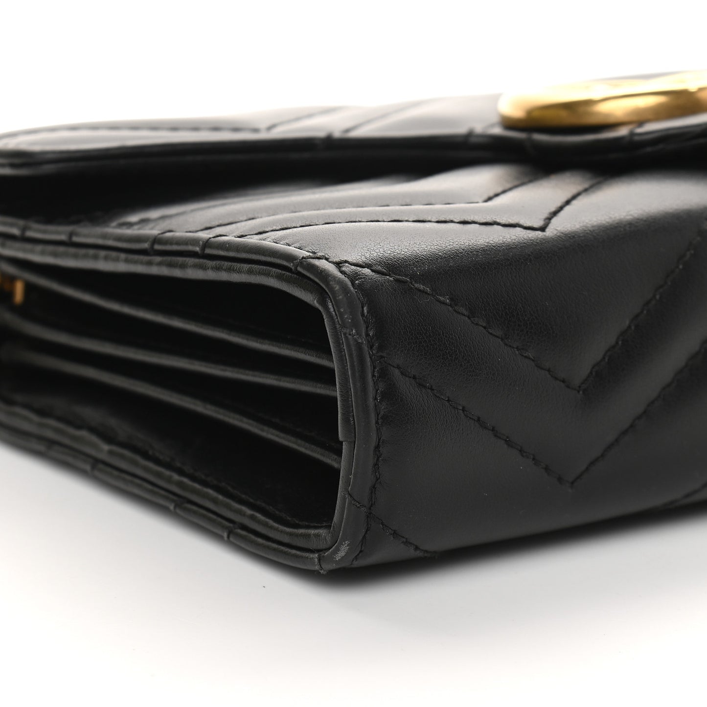 Calfskin Matelasse GG Marmont Chain Wallet Black