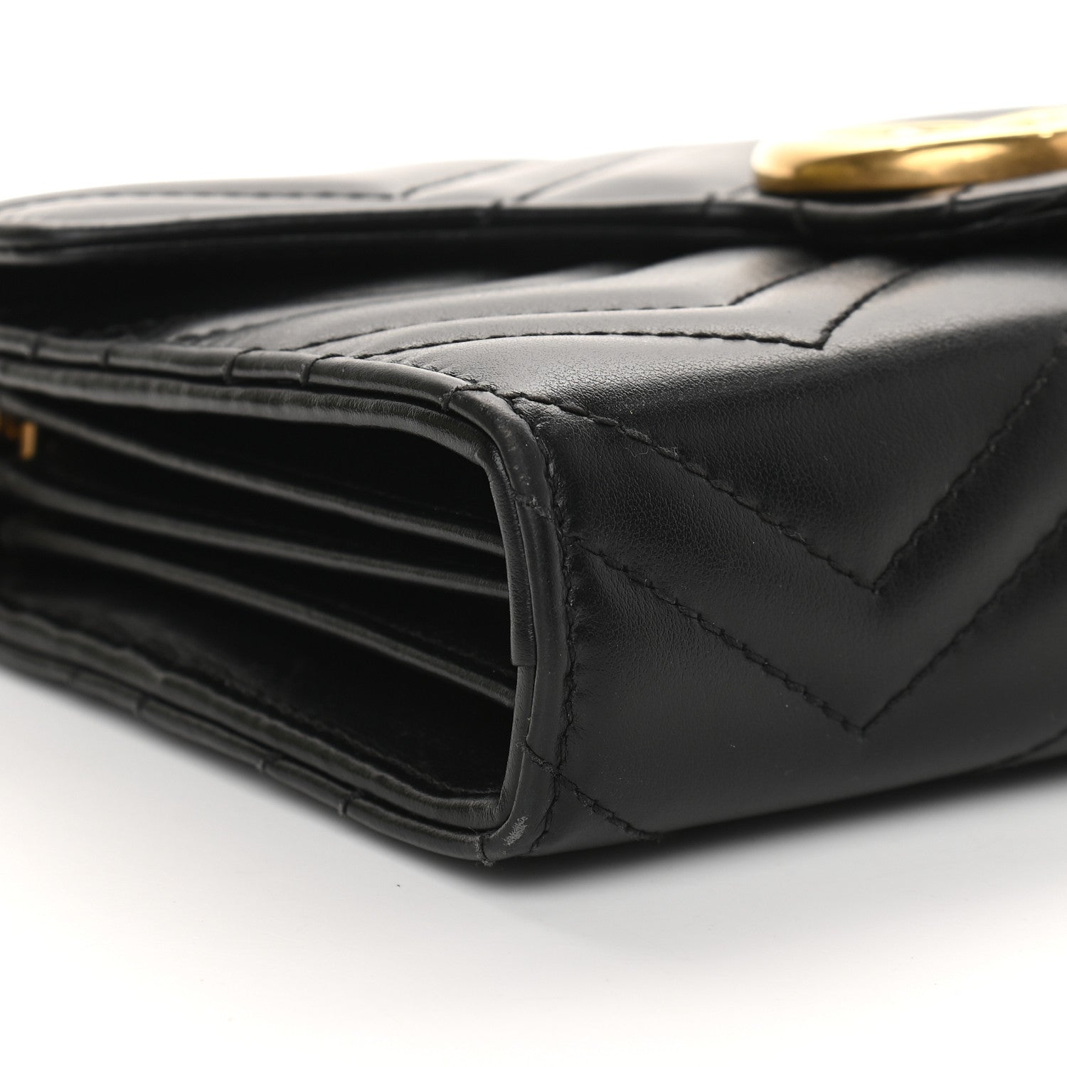 Gucci Calfskin Matelasse GG Marmont Chain Wallet Black 8 of 9