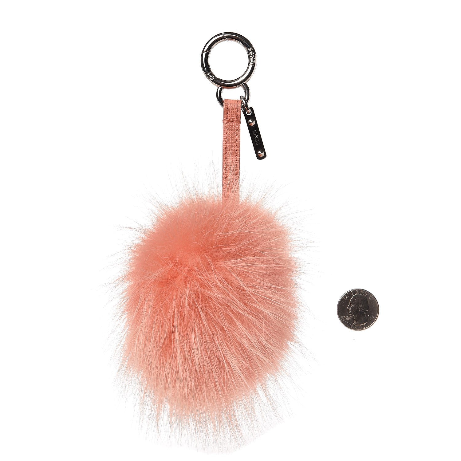 Fendi Fox Fur Vitello Elite Pom Pom Bag Charm Peach 2 of 2