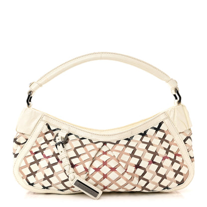 Burberry Patent Canvas Woven Nova Check Shoulder Bag White 1 of 15