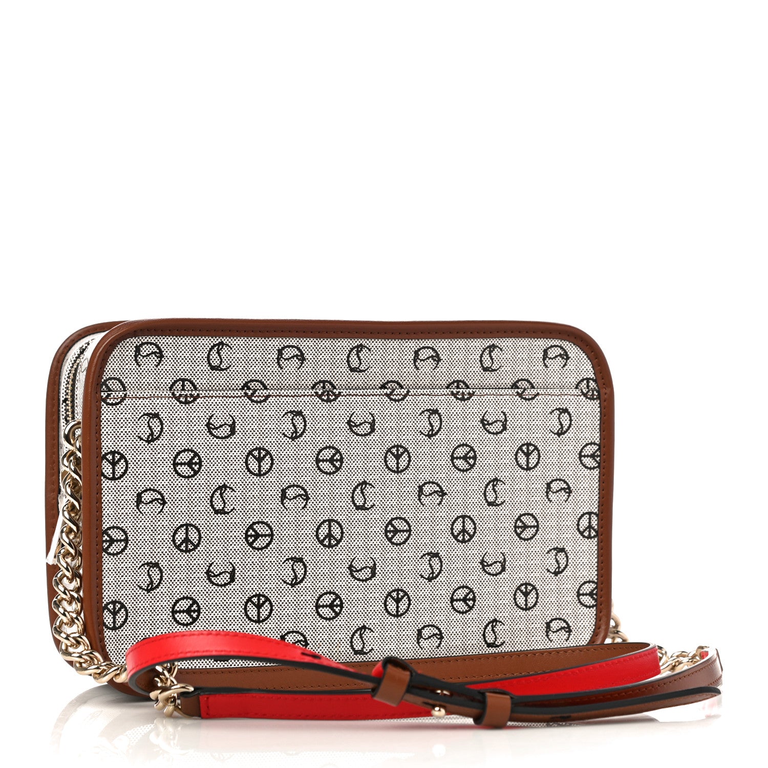 Christian Louboutin Radioloubi Peace Toile Shoulder Bag Cuoio 3 of 10
