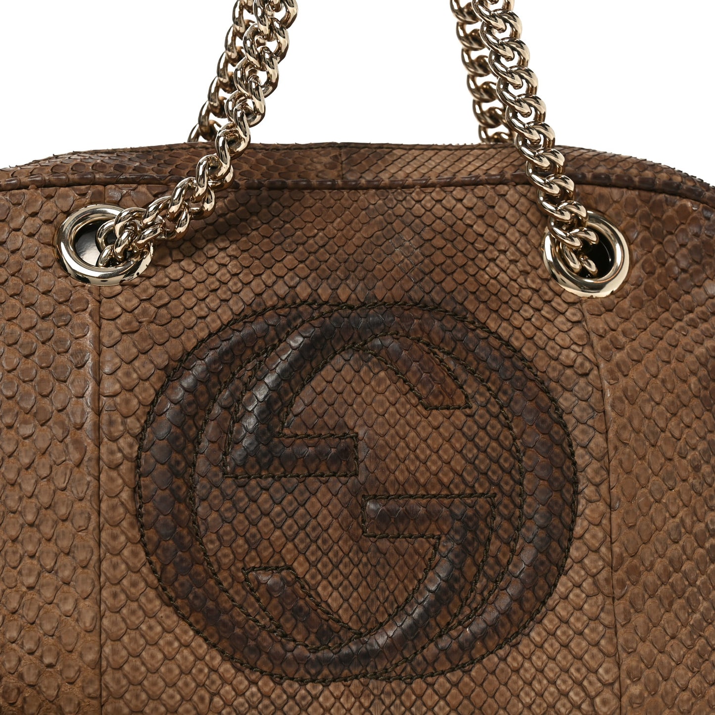 Snakeskin Small Soho Bowler Brown