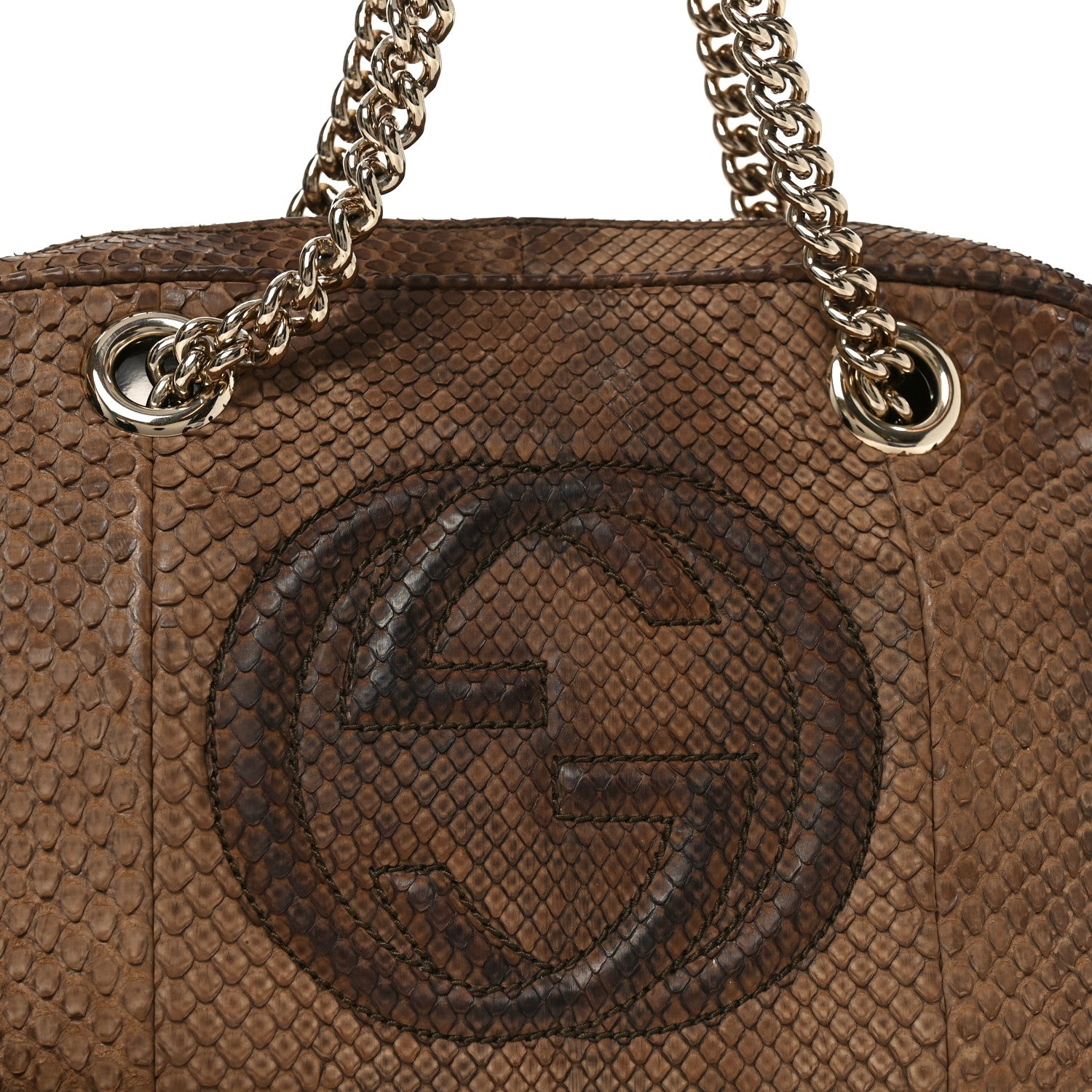 Gucci Snakeskin Small Soho Bowler Brown 7 of 10
