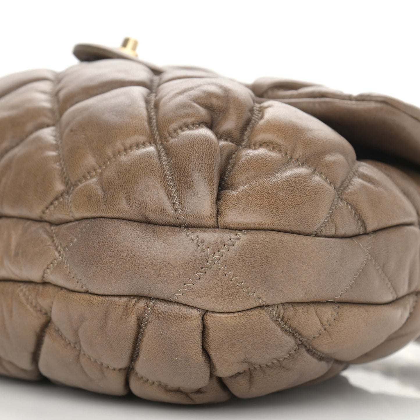 Lambskin Bubble Quilt Flap Brown