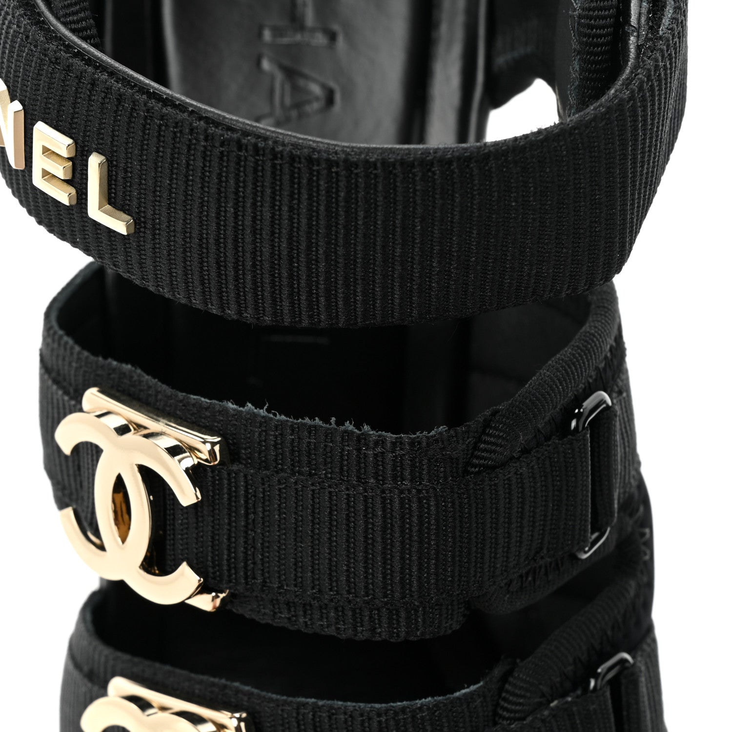 Chanel Fabric Metal CC Logo Sandals 36.5 Black 10 of 12