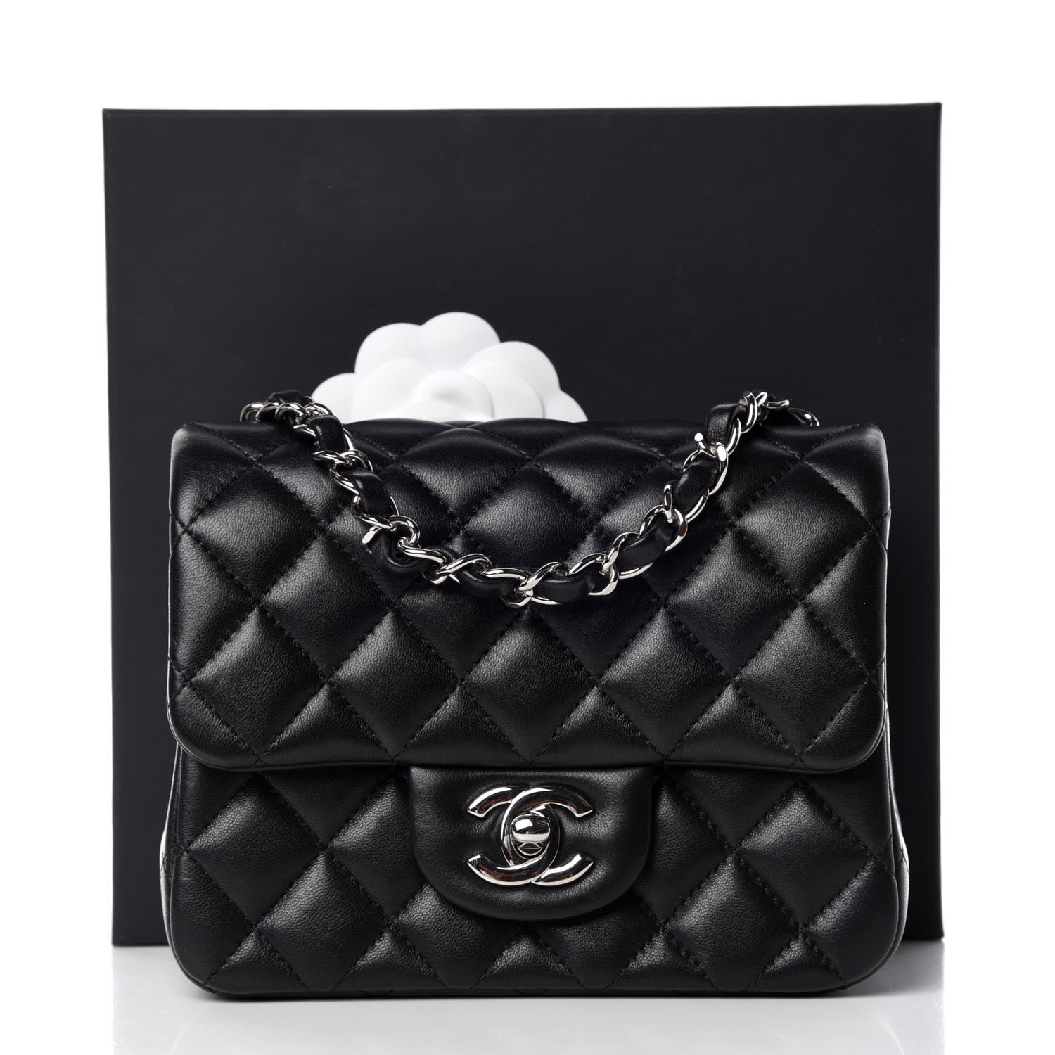 Chanel Lambskin Quilted Mini Square Flap Black 10 of 10