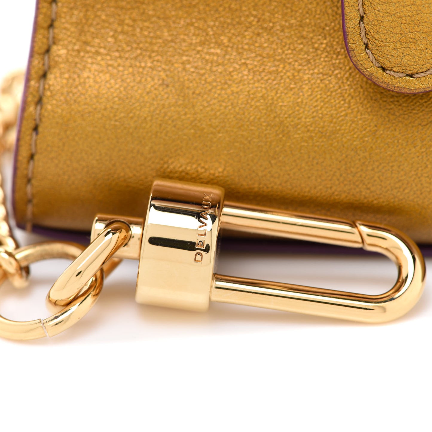 Metallic Calfskin Mini Brillant Bag Charm Gold