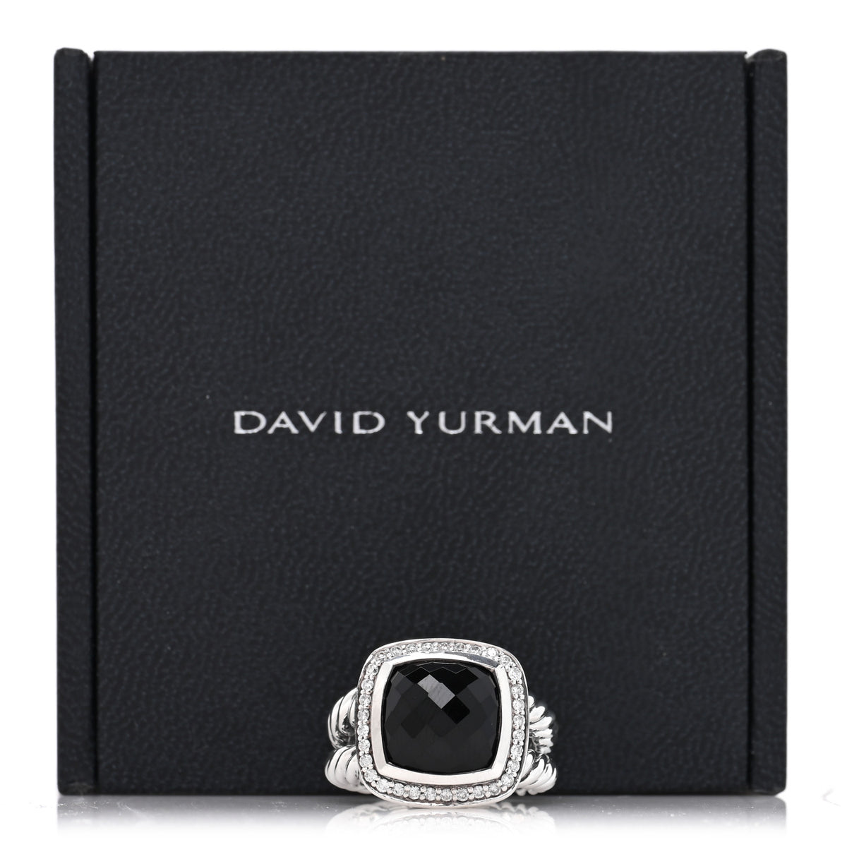 David Yurman Sterling Silver Diamond Black Onyx 11mm Albion Statement Ring 52 6 5 of 5
