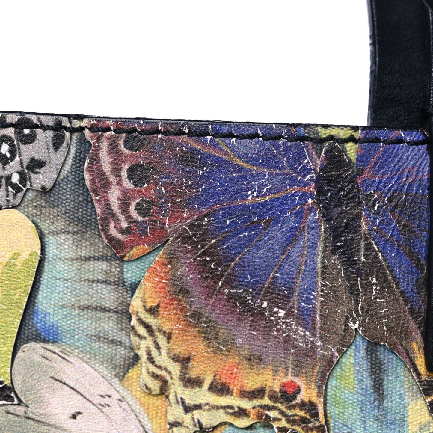 Calfskin Camubutterfly Rockstud Crossbody Tote Multicolor
