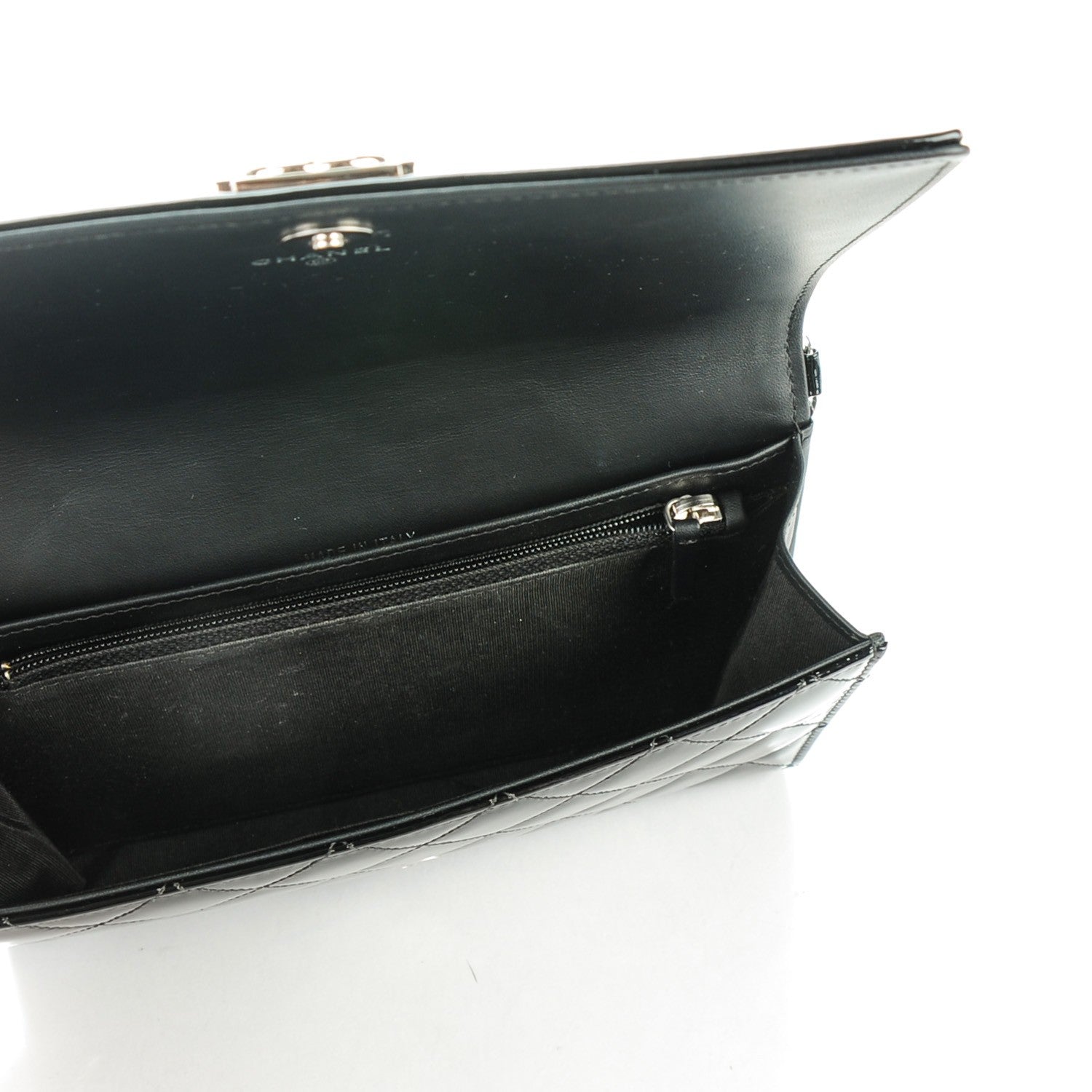 Chanel Patent Calfskin Quilted Boy Wallet on Removable Chain Black 6 of 9