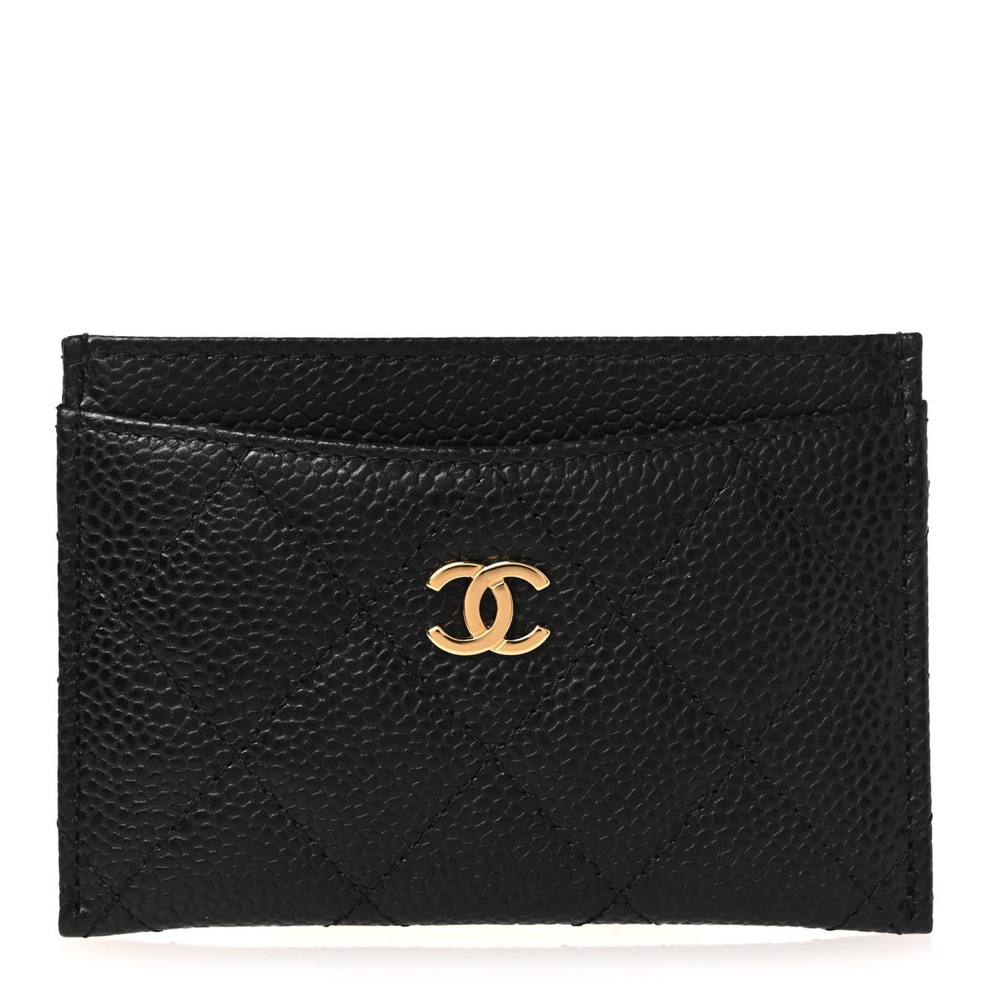 Caviar Quilted Card Holder Black