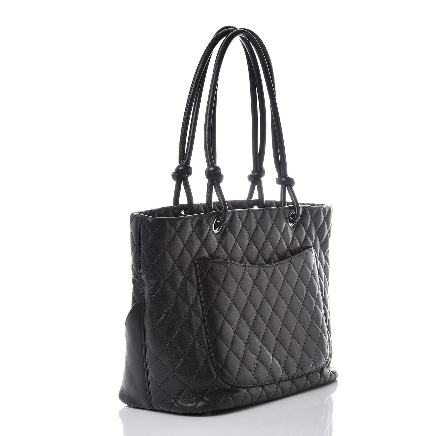Calfskin Quilted Large Cambon Tote Black