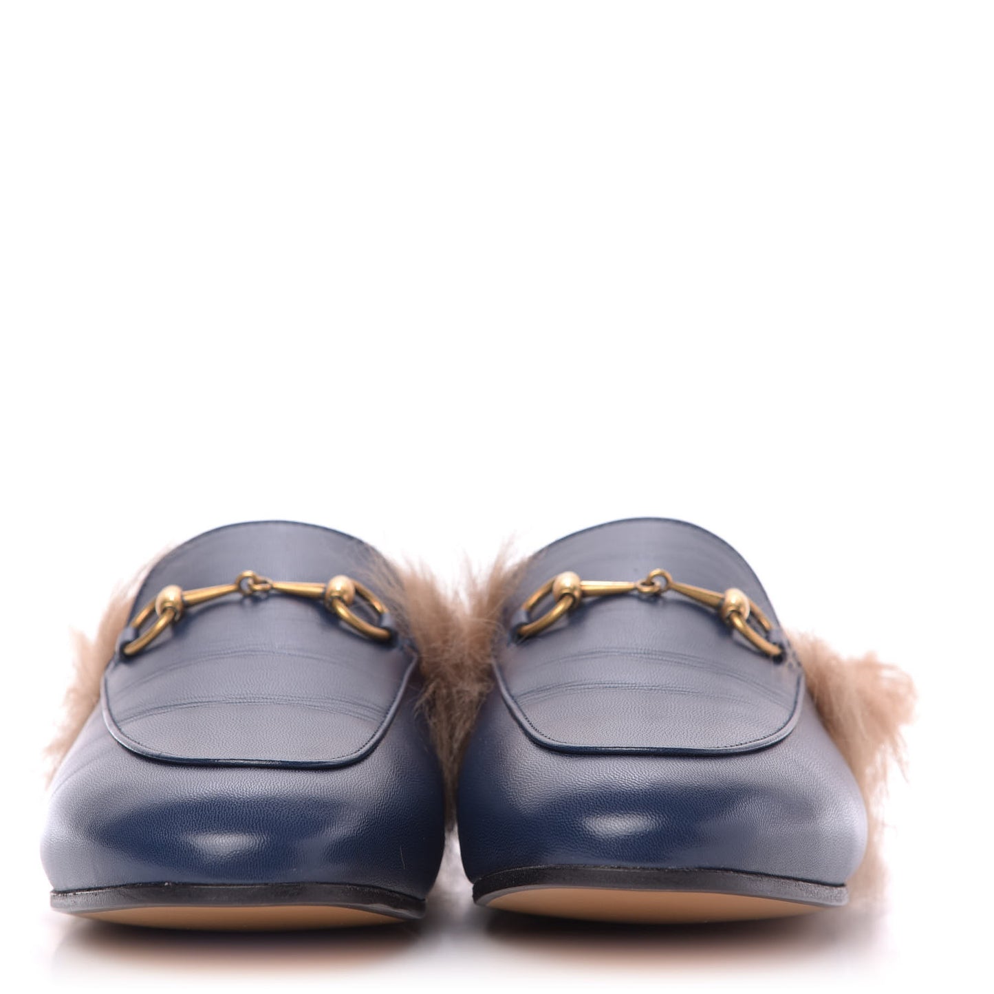 Malaga Kid Fur Womens Princetown Slippers 39 Blue Agata