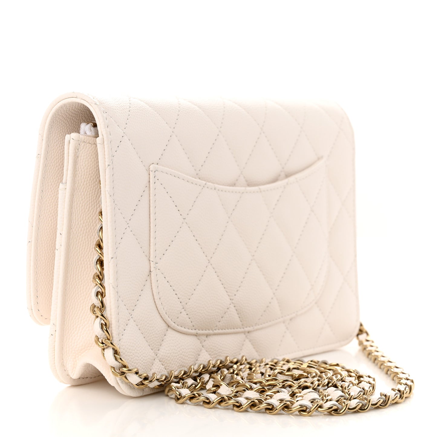 Caviar Quilted Wallet On Chain WOC White