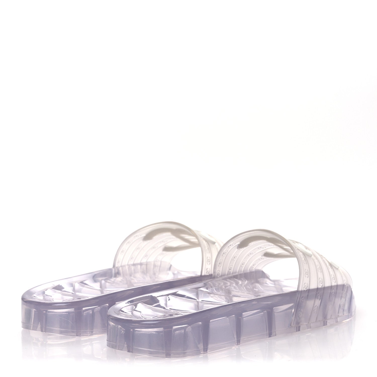 Chanel PVC Transparent CC Flat Slide Sandals 38 White 5 of 11
