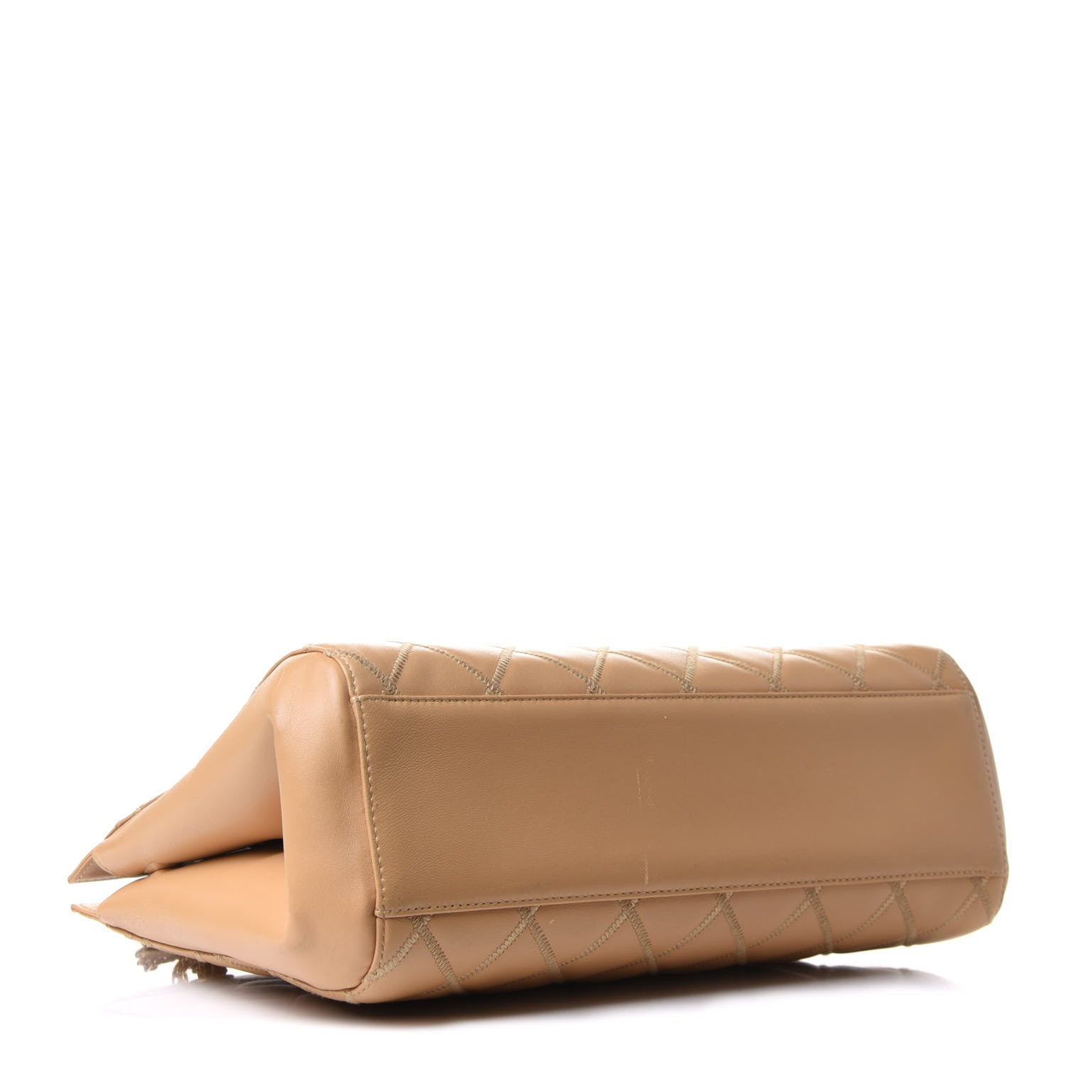 Chanel Lambskin Double Stitch Quilted Tote Beige 3 of 11
