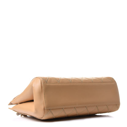 Chanel Lambskin Double Stitch Quilted Tote Beige 3 of 11
