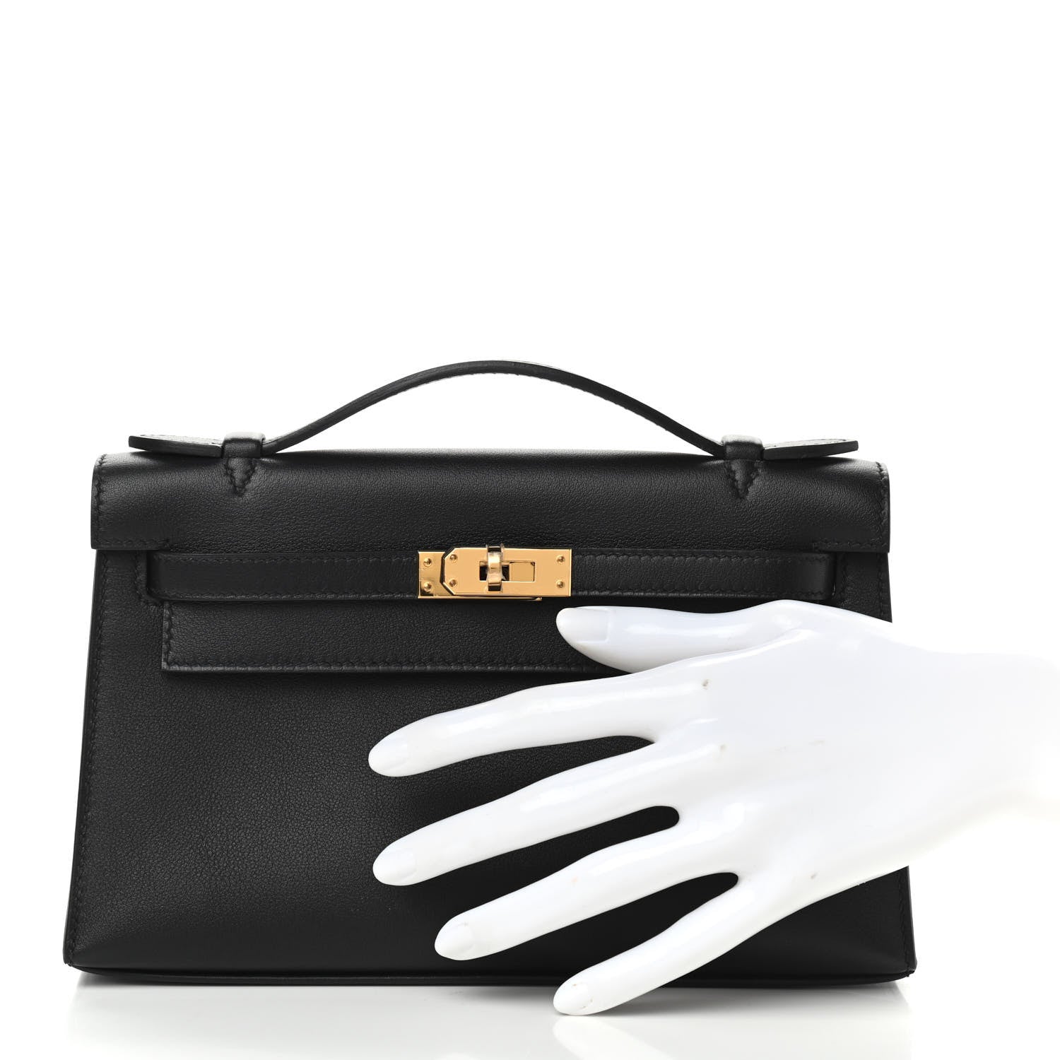 Hermes Swift Kelly Pochette Clutch Black 2 of 9