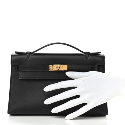 Hermes Swift Kelly Pochette Clutch Black 2 of 9