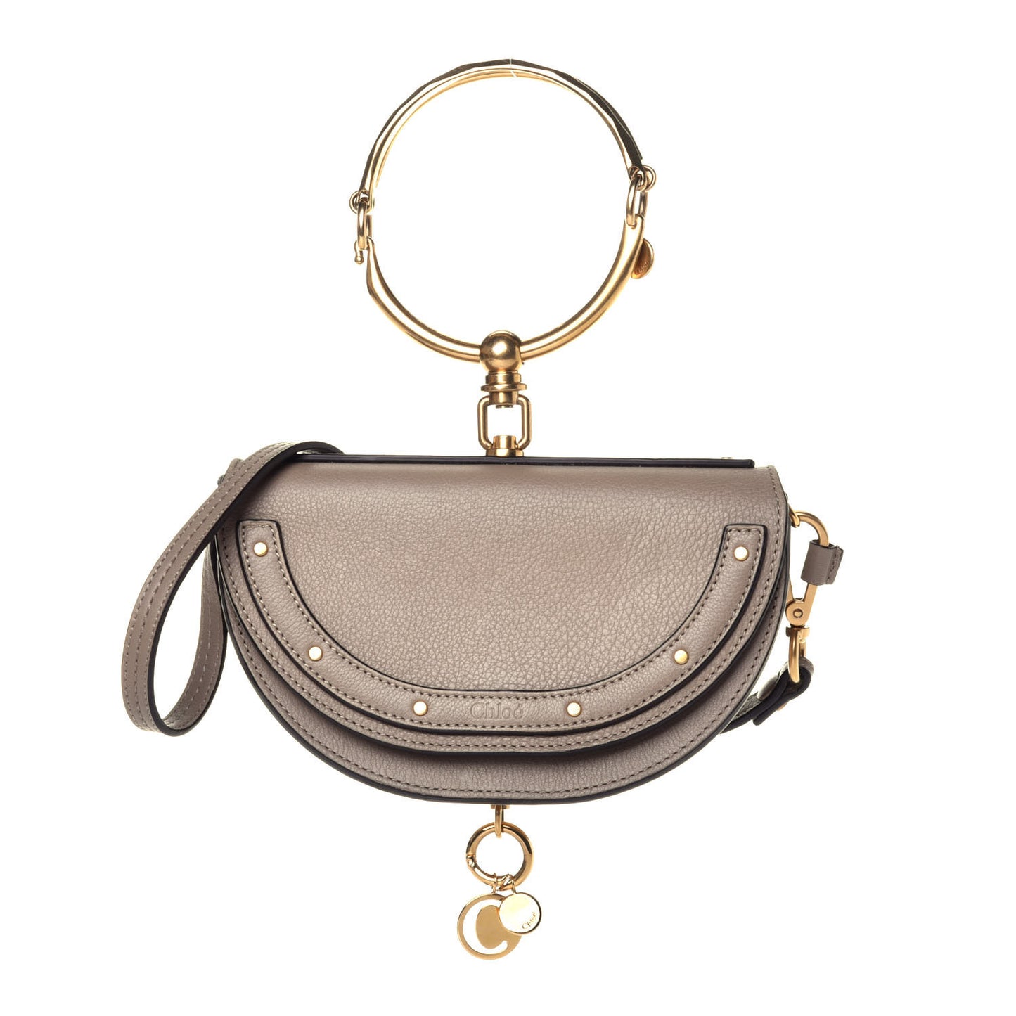 Calfskin Small Nile Bracelet Minaudiere Bag Motty Grey