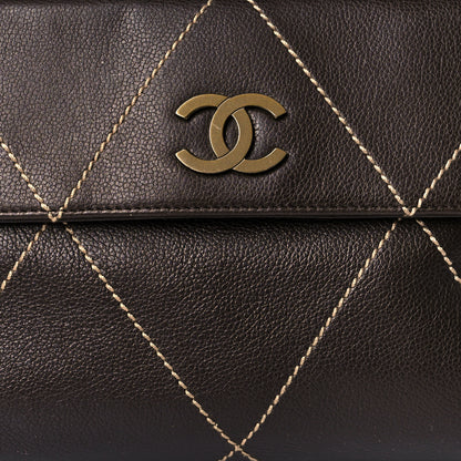Chanel Calfskin Diamond Stitch Surpique Flap Bag Dark Brown 8 of 10