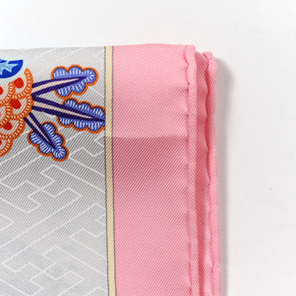 Hermes Silk Twill Duo Cosmique Scarf 90 Rose Pale Bleu Orange 6 of 6