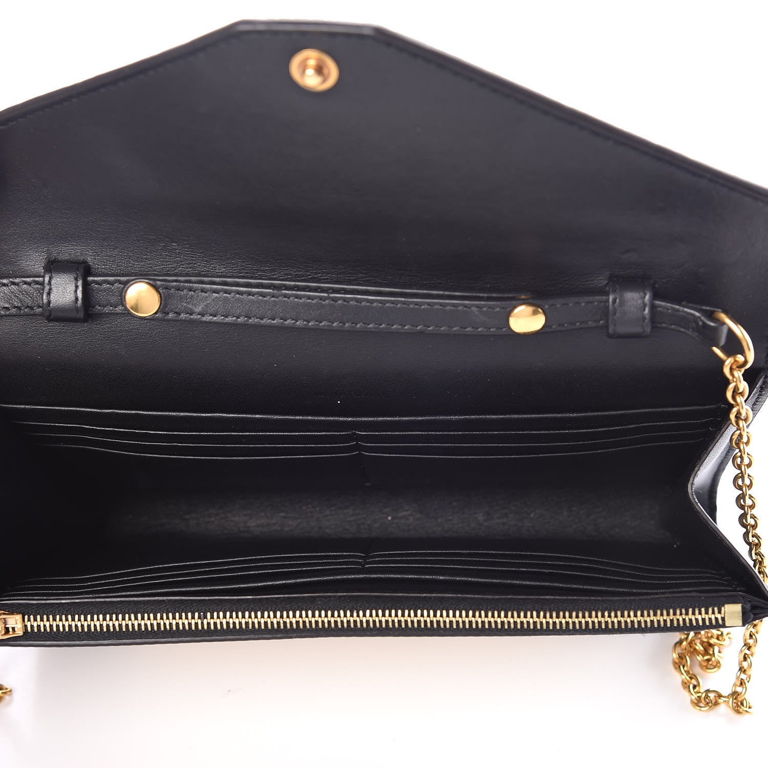 Celine Stingray Shiny Calfskin Clutch on a Chain Black 5 of 9