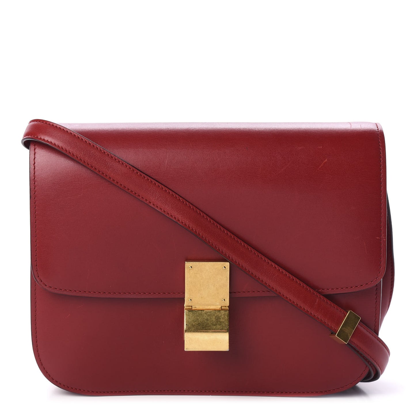Box Calfskin Medium Classic Box Flap Bag Red