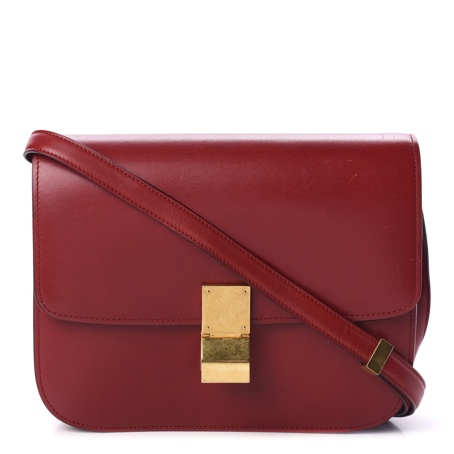 Celine Box Calfskin Medium Classic Box Flap Bag Red 1 of 9