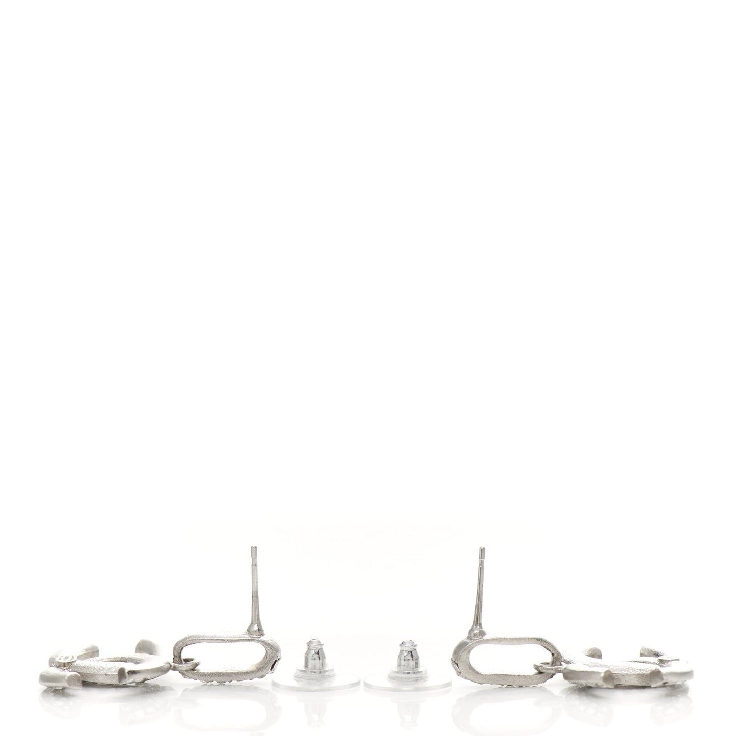 Crystal CC Drop Earrings Silver