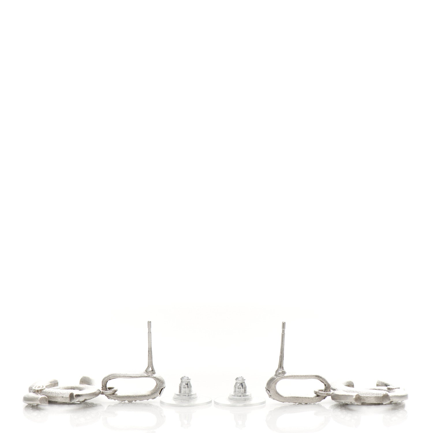 Chanel Crystal CC Drop Earrings Silver 3 of 4