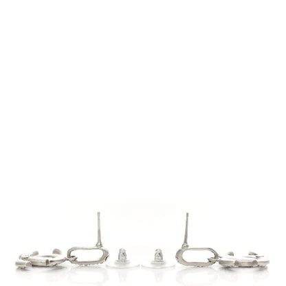 Chanel Crystal CC Drop Earrings Silver 3 of 4
