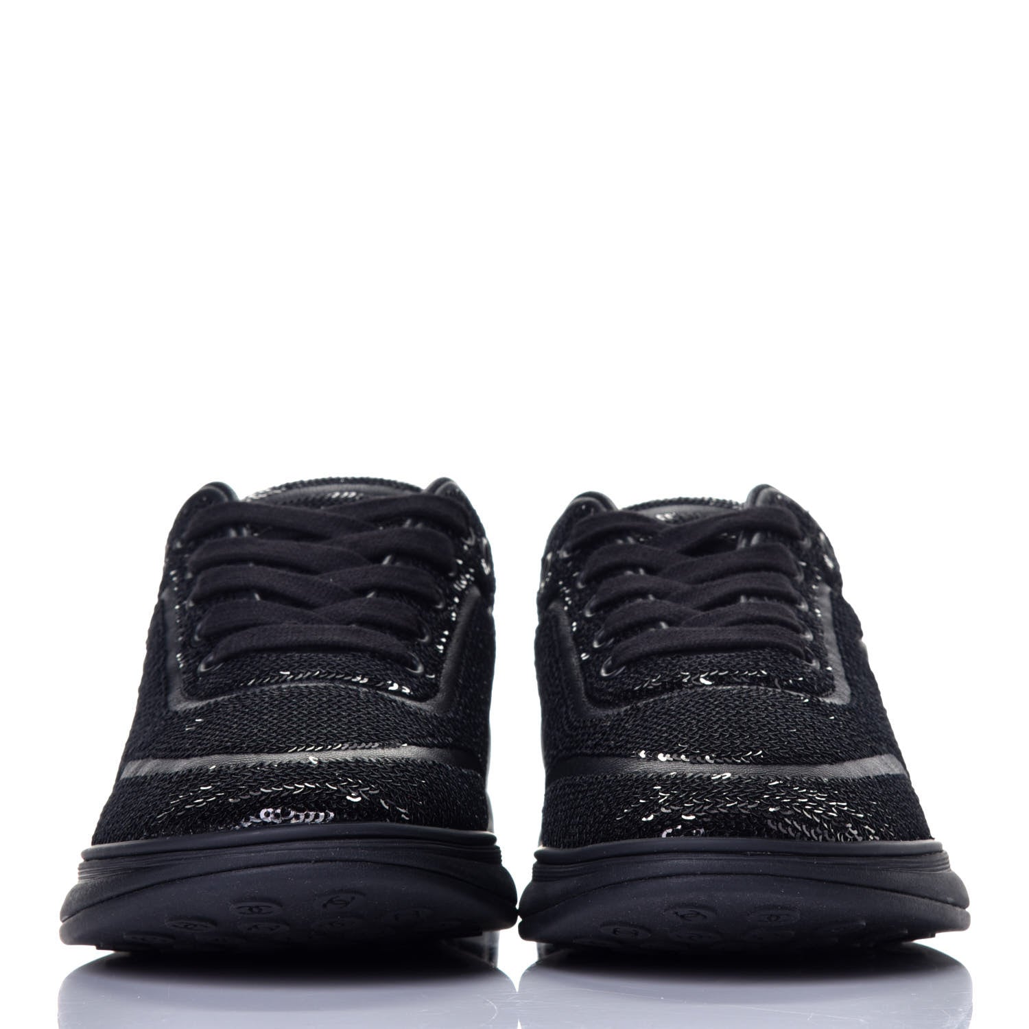 Chanel Sequin CC Sneakers 37 Black 2 of 8