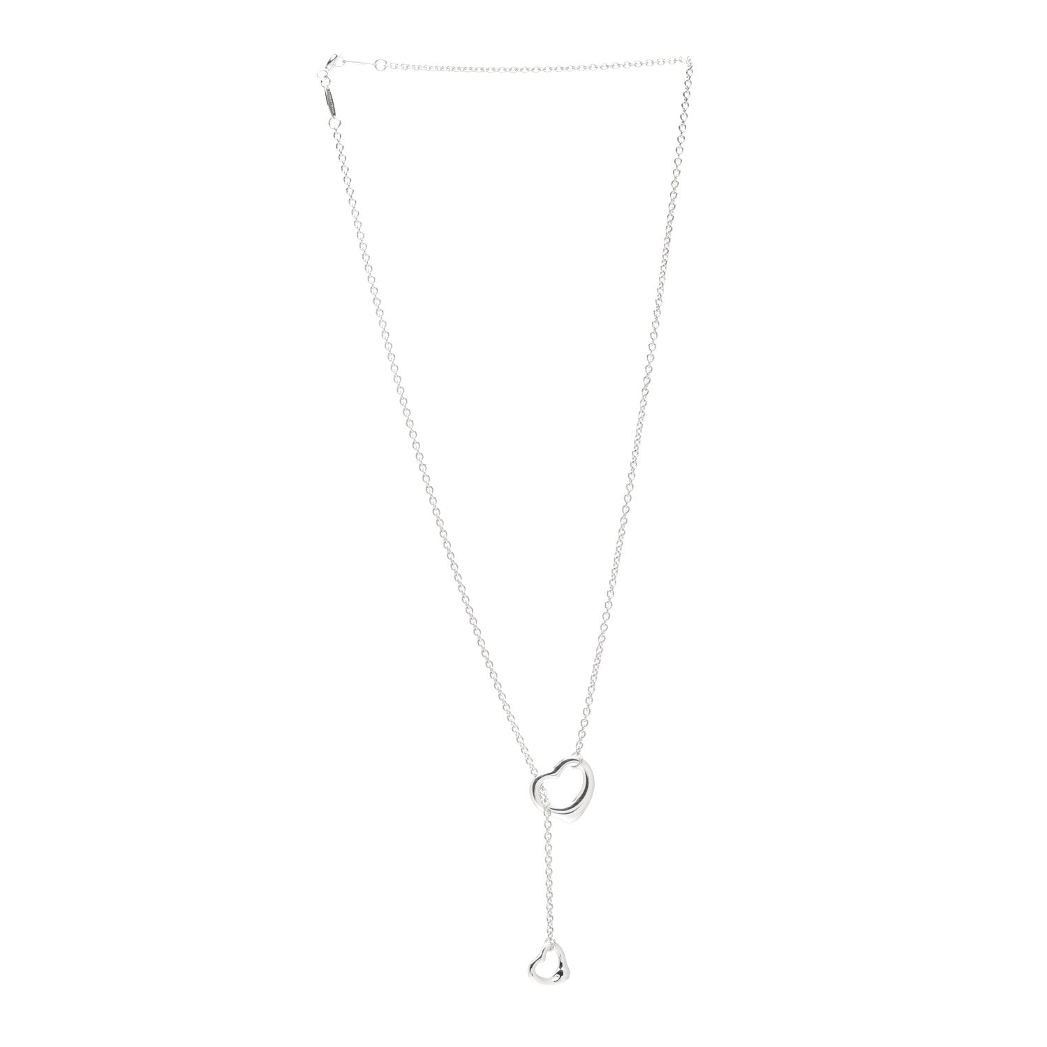 Tiffany Sterling Silver Elsa Peretti Open Heart Lariat Necklace 3 of 4