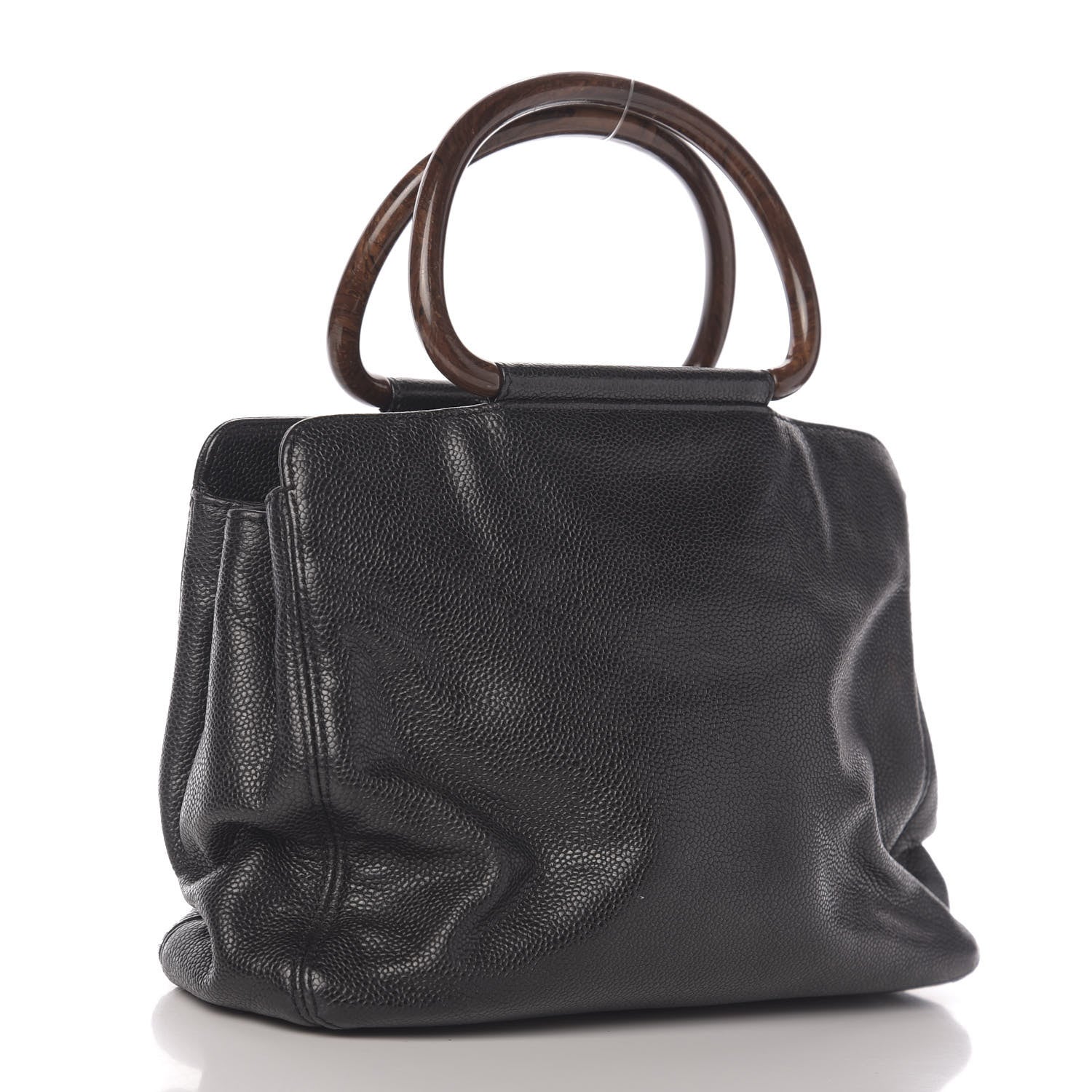 Chanel Caviar Wood Handle Handbag Black 3 of 12