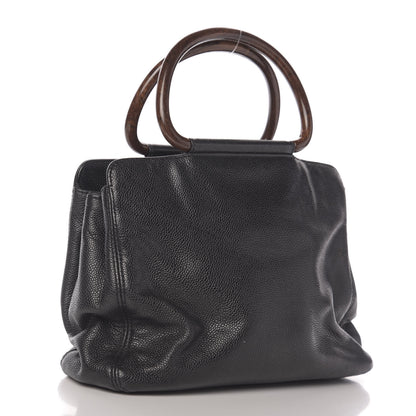 Chanel Caviar Wood Handle Handbag Black 3 of 12