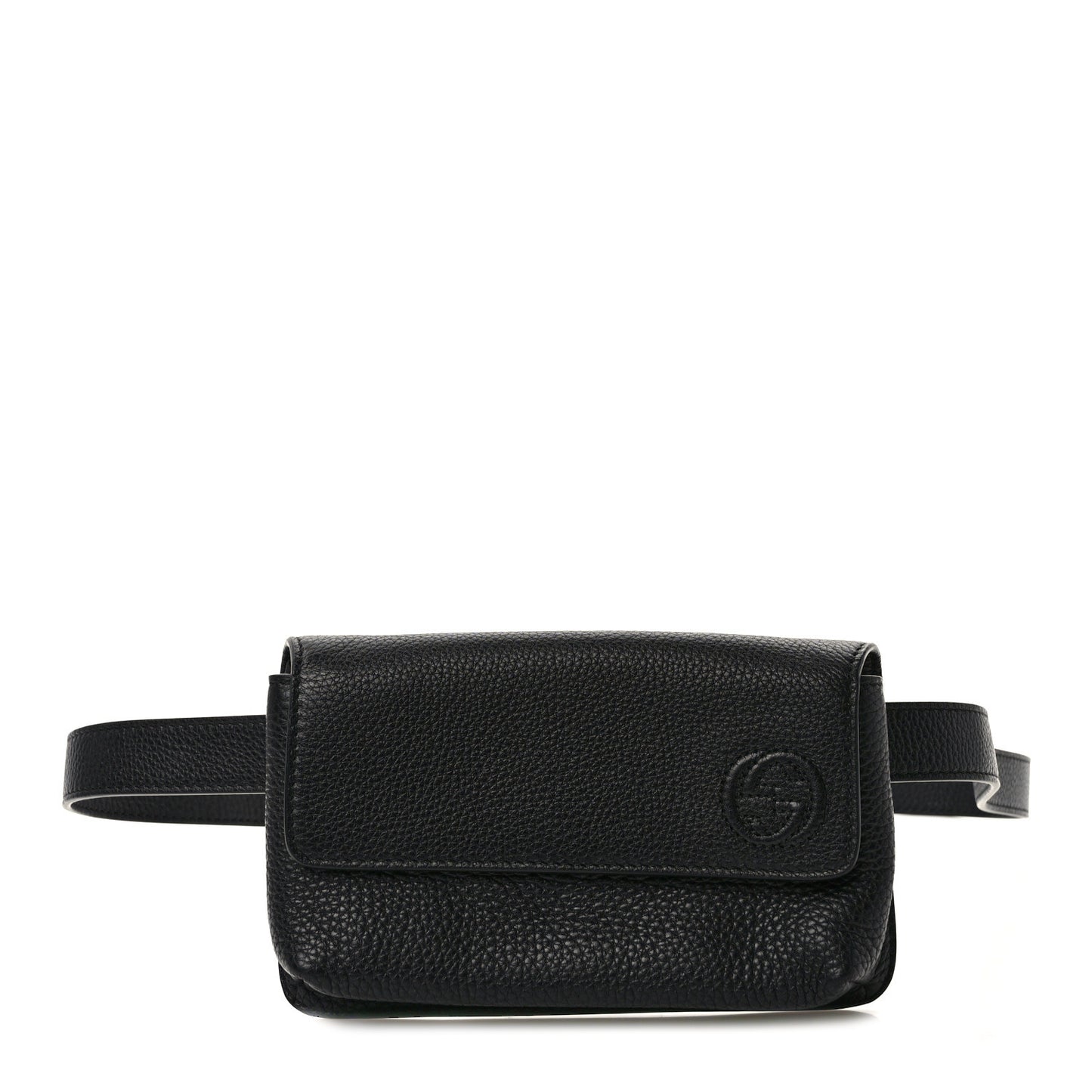 Pebbled Calfskin Soho Flap Belt Bag Black