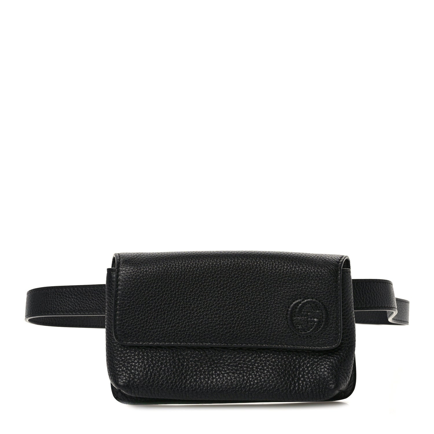 Gucci Pebbled Calfskin Soho Flap Belt Bag Black 1 of 9