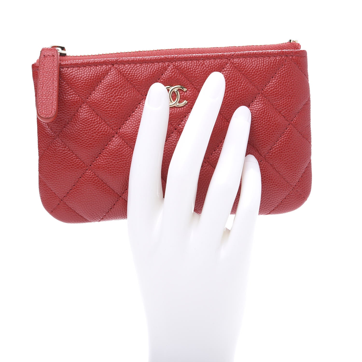 Chanel Caviar Quilted Coin Purse Case Red 2 of 8