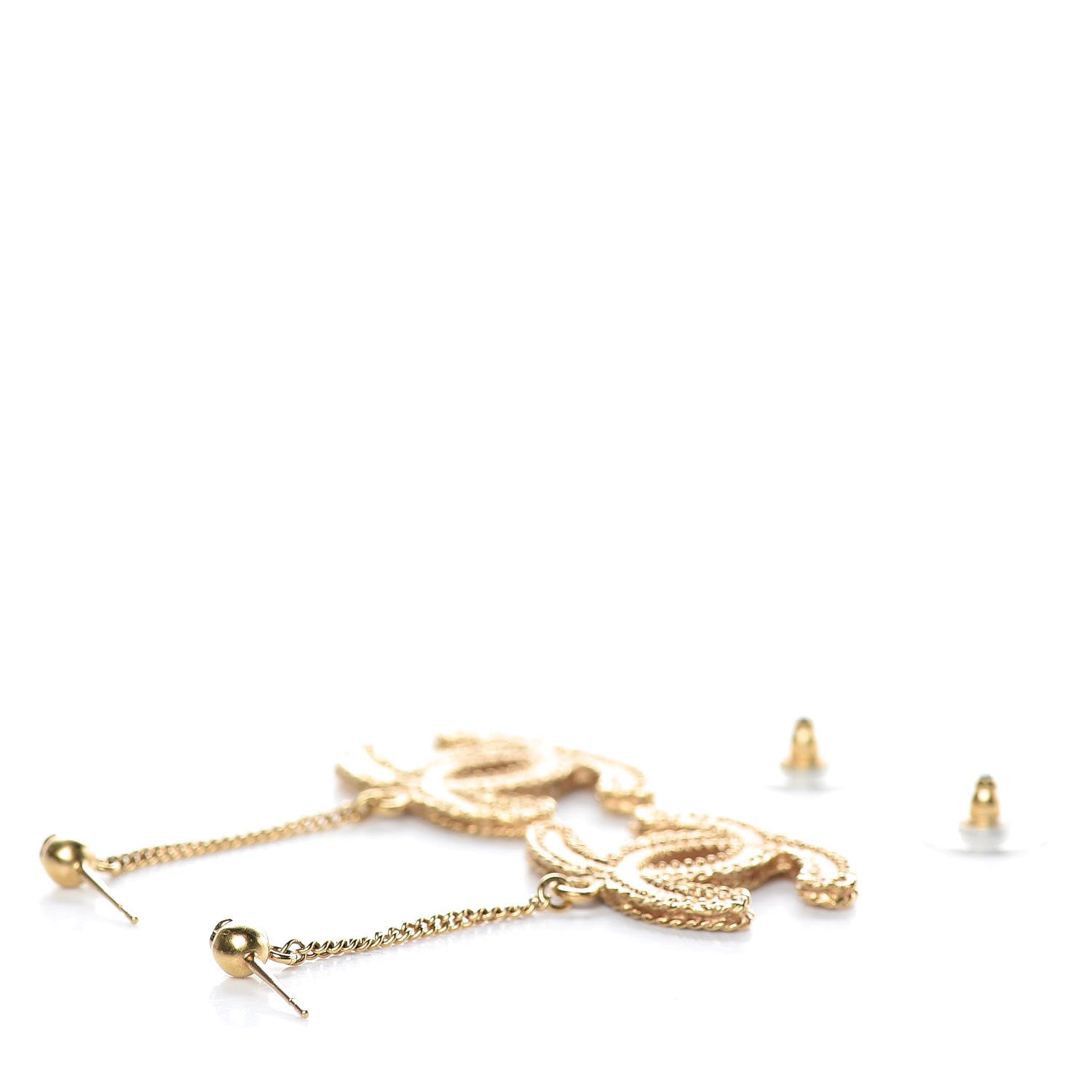 Chanel CC Drop Earrings Matte Gold 3 of 5