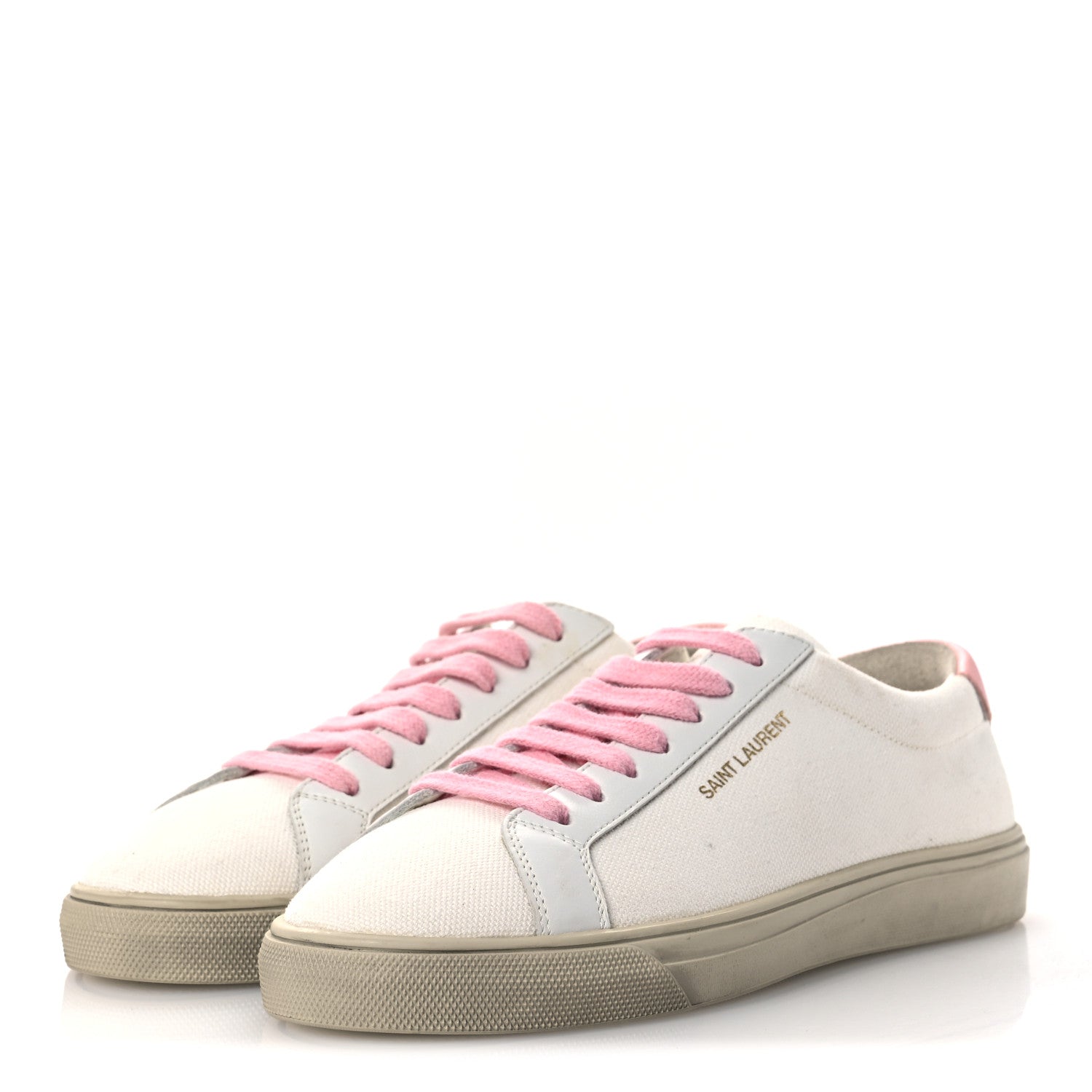 Saint Laurent Canvas Andy Low Top Sneakers 36 White Pink 4 of 13