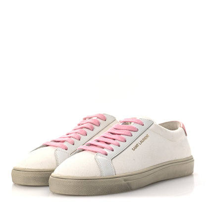 Saint Laurent Canvas Andy Low Top Sneakers 36 White Pink 4 of 13