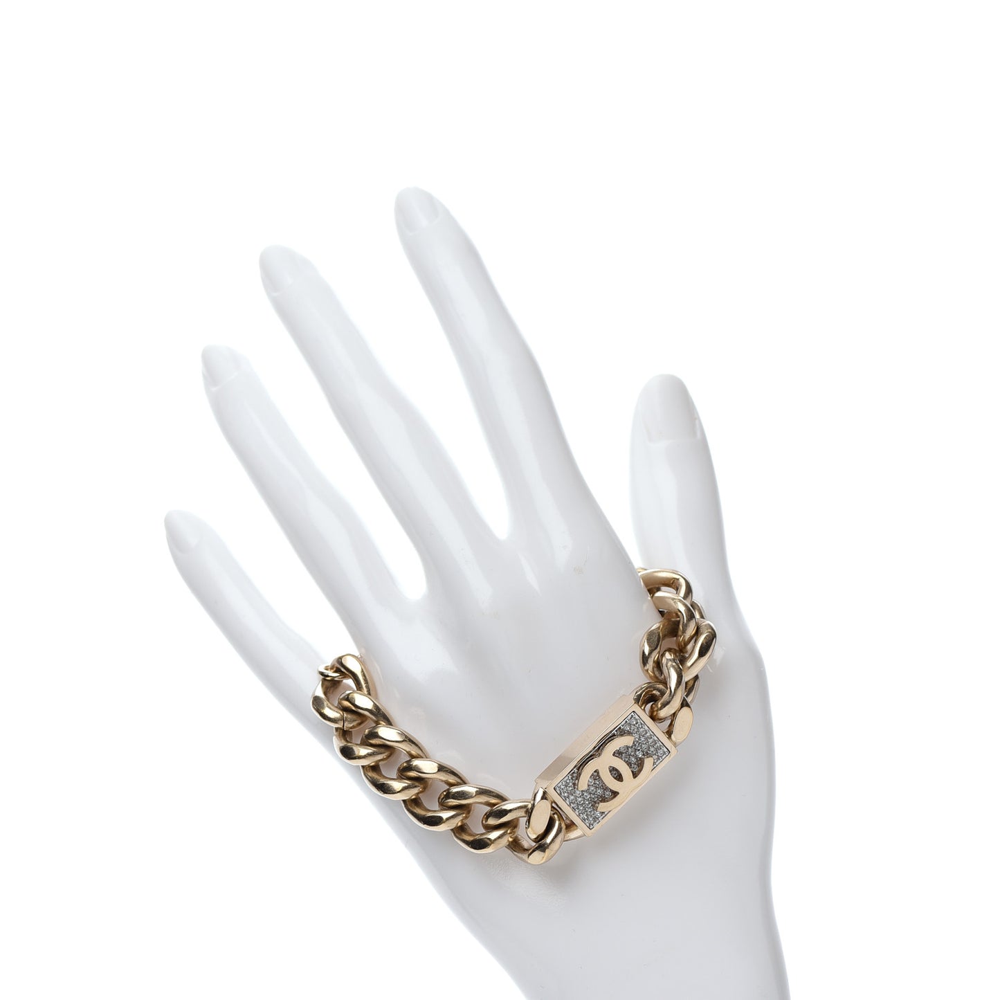 Crystal Chain CC Bracelet Gold