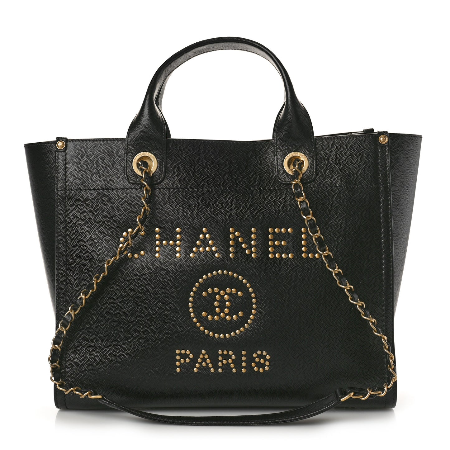 Caviar Small Studded Deauville Tote Black