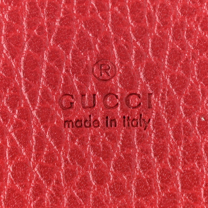 Gucci Pebbled Calfskin GG Marmont Card Case Hibiscus Red 6 of 8