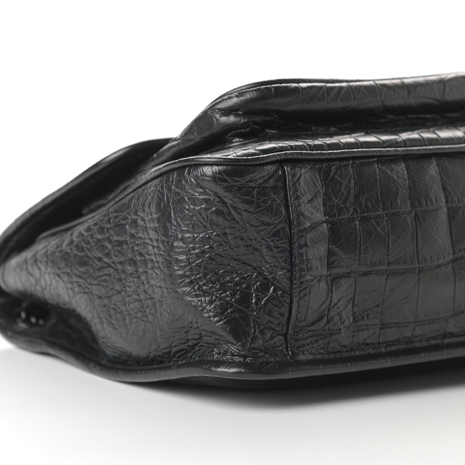 Saint Laurent Crocodile Embossed Lambskin Monogram Medium Niki Chain Satchel Black 10 of 11