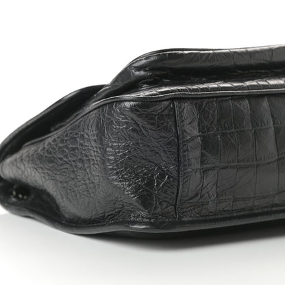 Saint Laurent Crocodile Embossed Lambskin Monogram Medium Niki Chain Satchel Black 10 of 11