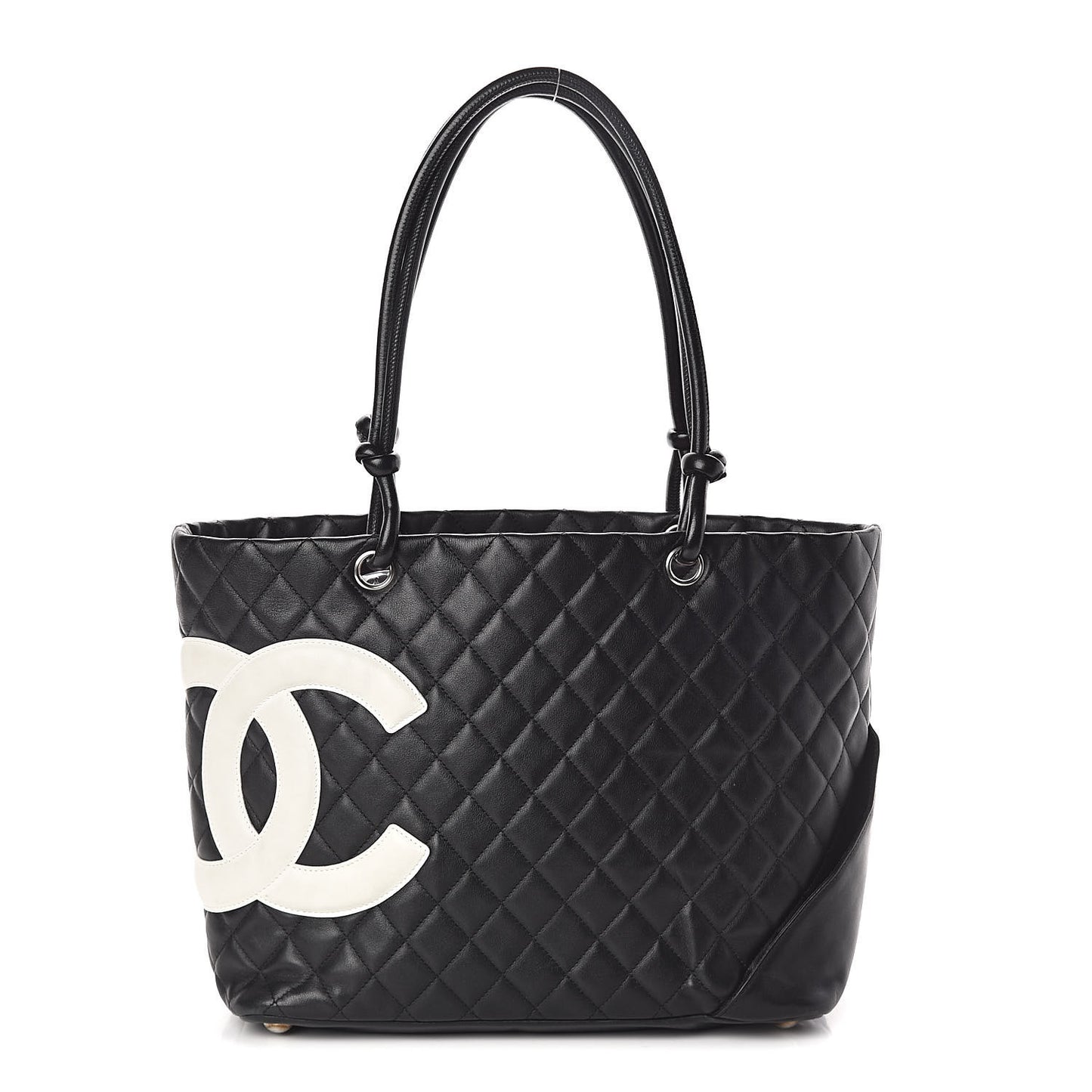 Calfskin Quilted Large Cambon Tote Black