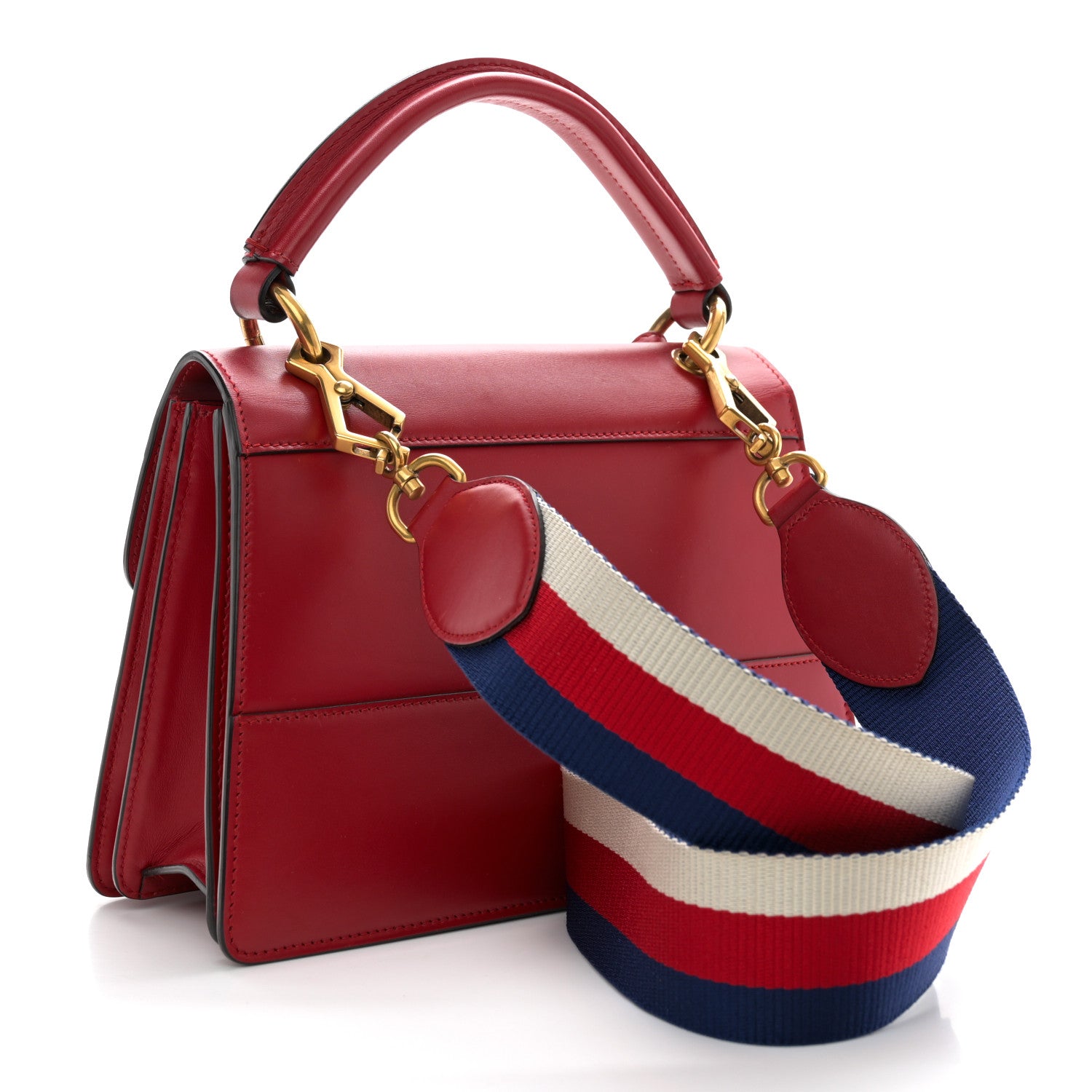 Gucci Calfskin Sylvie Web Small Queen Margaret Top Handle Bag Red 3 of 12