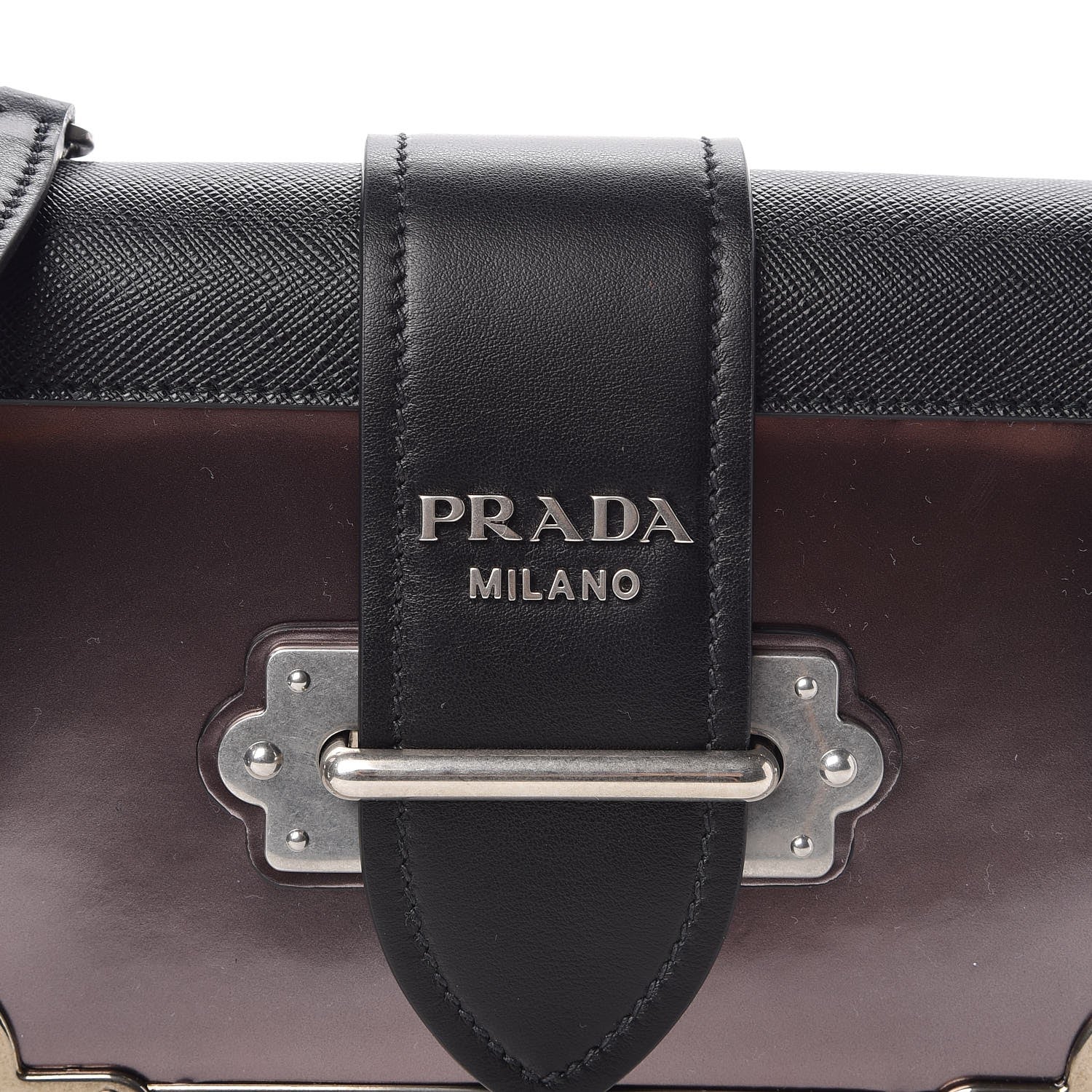 Prada Metallic Vitello Saffiano Cahier Bag Ferro Black 7 of 8
